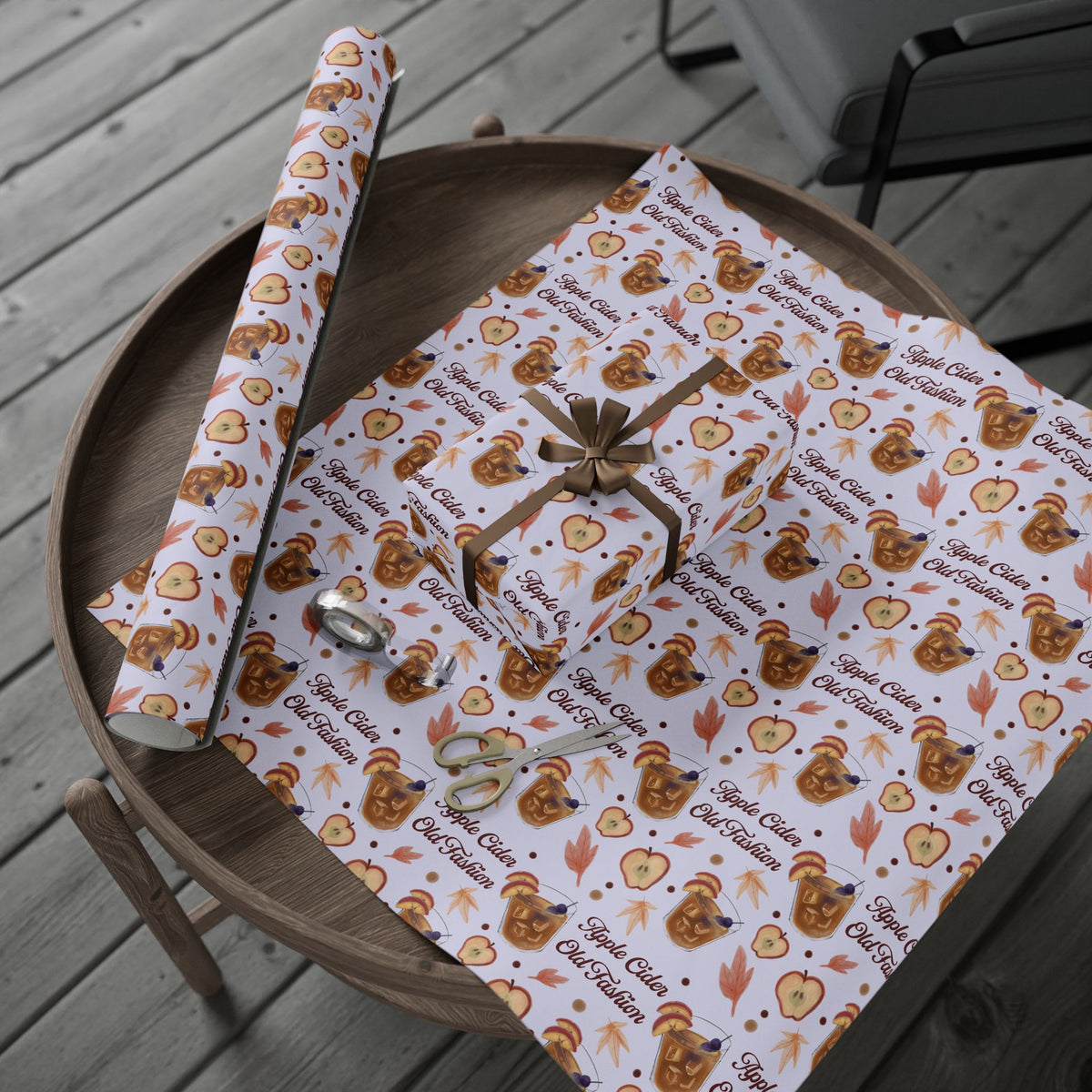 Apple Cider Old Fashioned Wrapping Paper Roll — Light Violet Apple Cider Collection Inspired Design