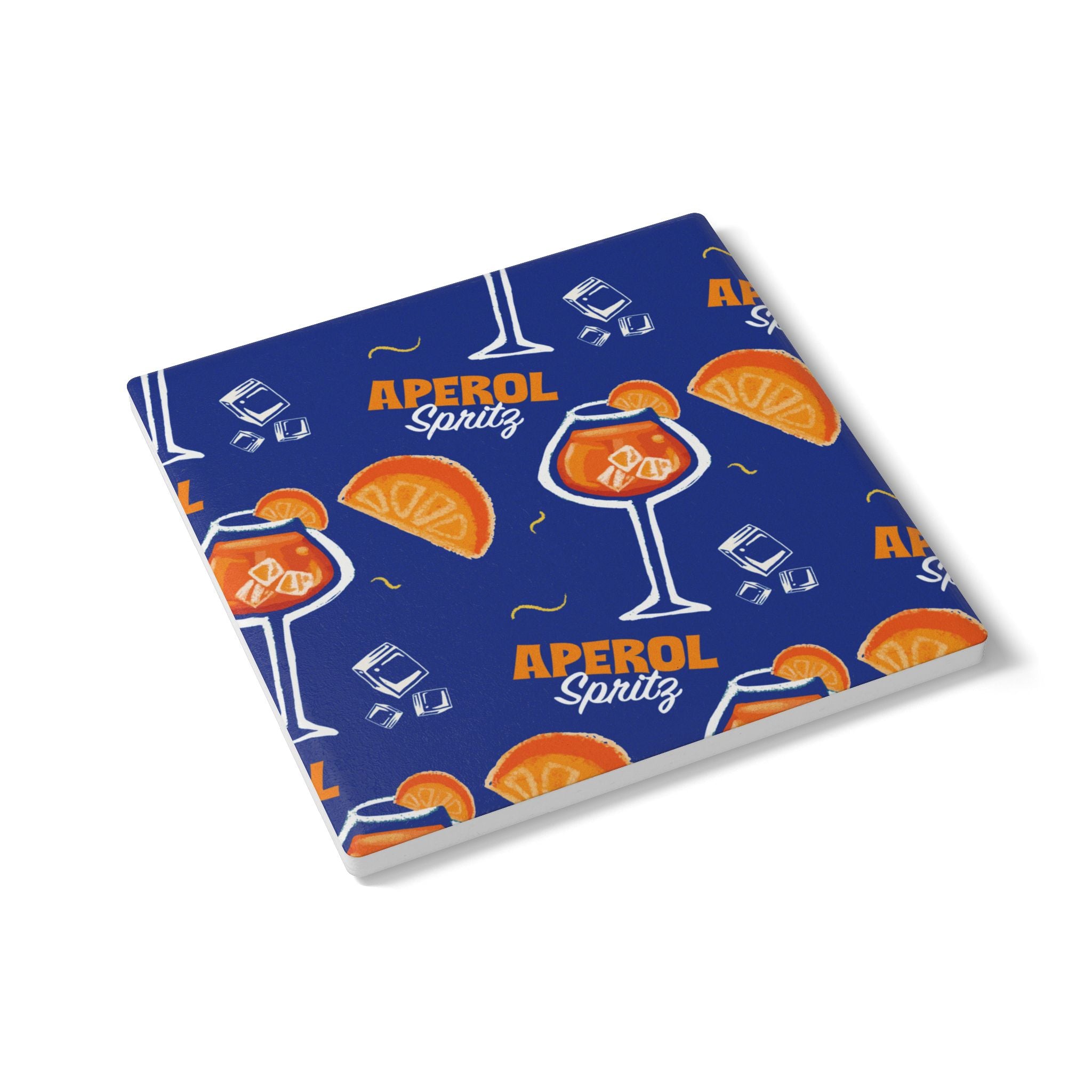 Aperol Spritz Ceramic Coaster — Square Cork-Back Drink Coaster