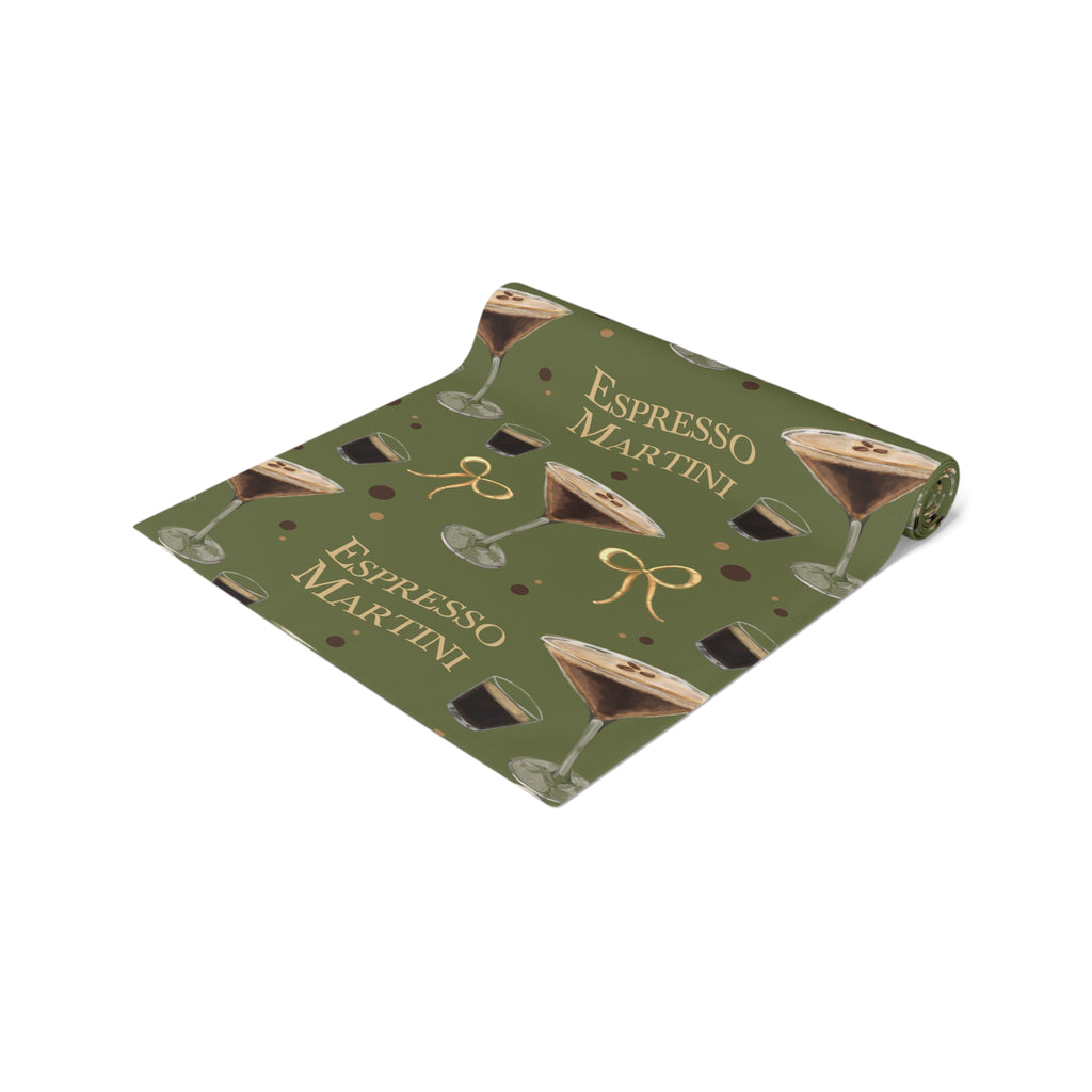Espresso Martini Table Runner — Olive Green Espresso Collection Inspired Design
