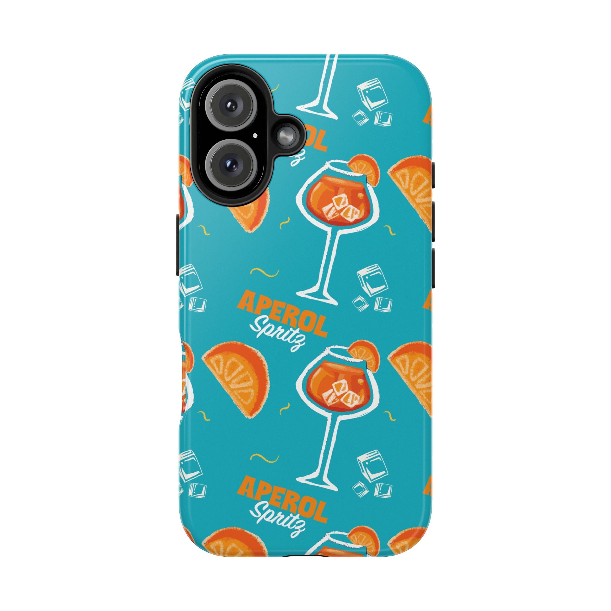 Aperol Spritz Tough Phone Case — Turquoise Cocktail Pattern Protective Cover