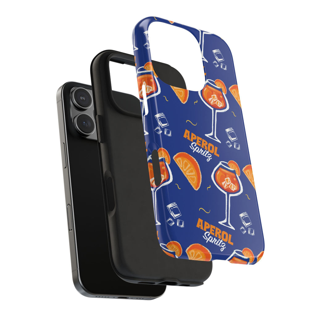 Aperol Spritz Tough Phone Case — Blue Cocktail Pattern Protective Cover