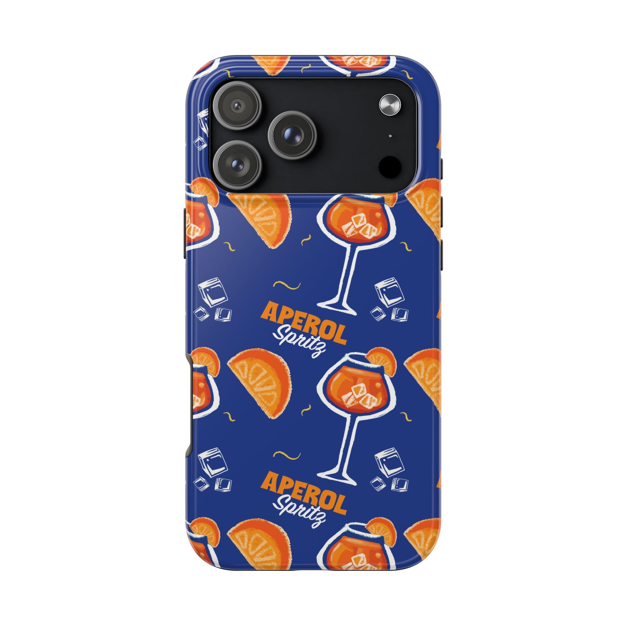 Aperol Spritz Tough Phone Case — Blue Cocktail Pattern Protective Cover