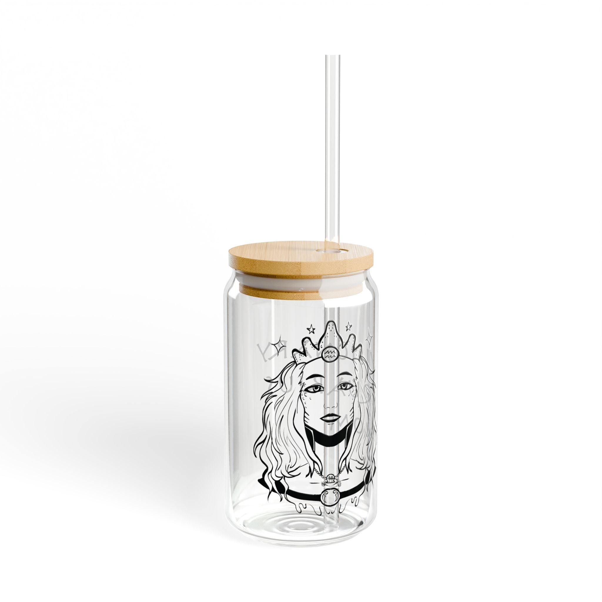 Aquarius Mom Gift – Zodiac 16oz Glass Cup for Mom | Astrology Sipper Glass