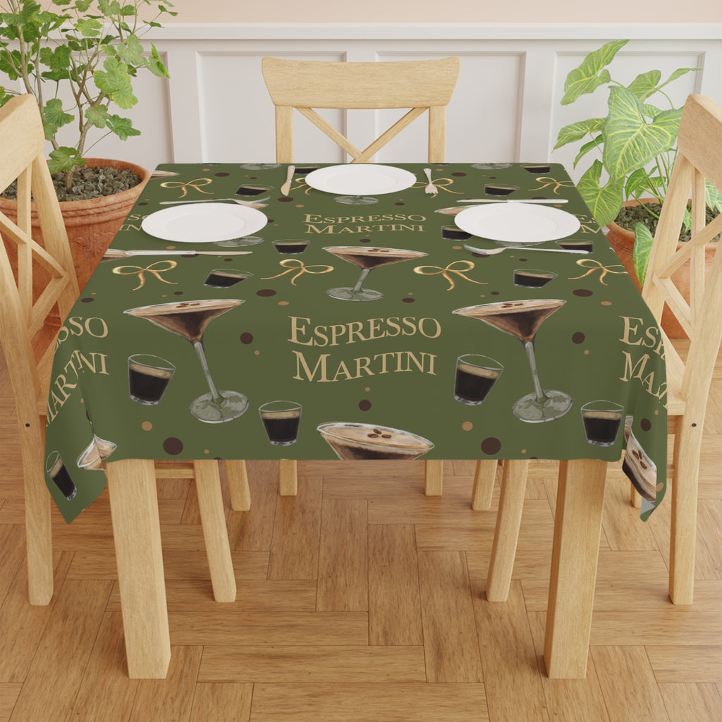 Espresso Martini Tablecloth – Olive Green Espresso Collection Inspired Design