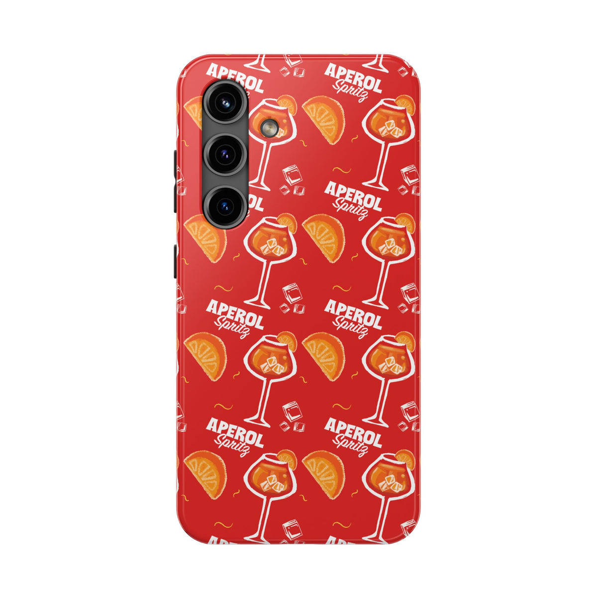 Aperol Spritz Tough Phone Case — Red Cocktail Pattern Protective Cover