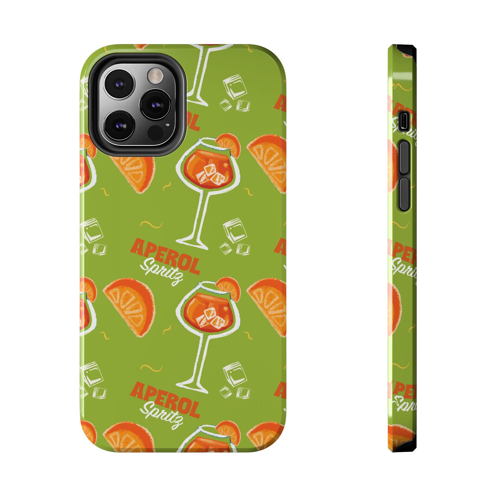 Aperol Spritz Tough Phone Case — Green Cocktail Pattern Phone Cover