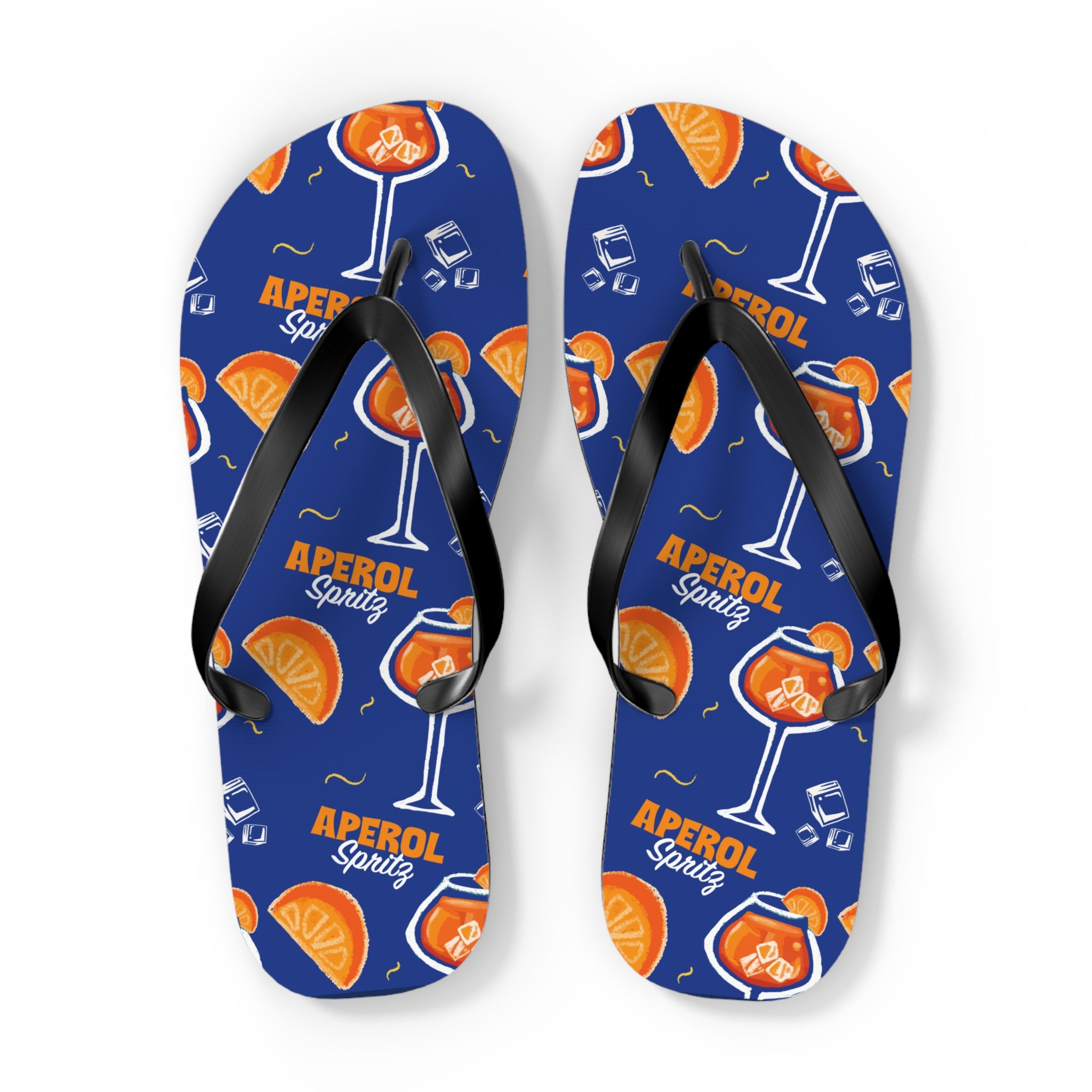 Aperol Spritz Flip Flops — Summer Cocktail Pattern Beach Sandals