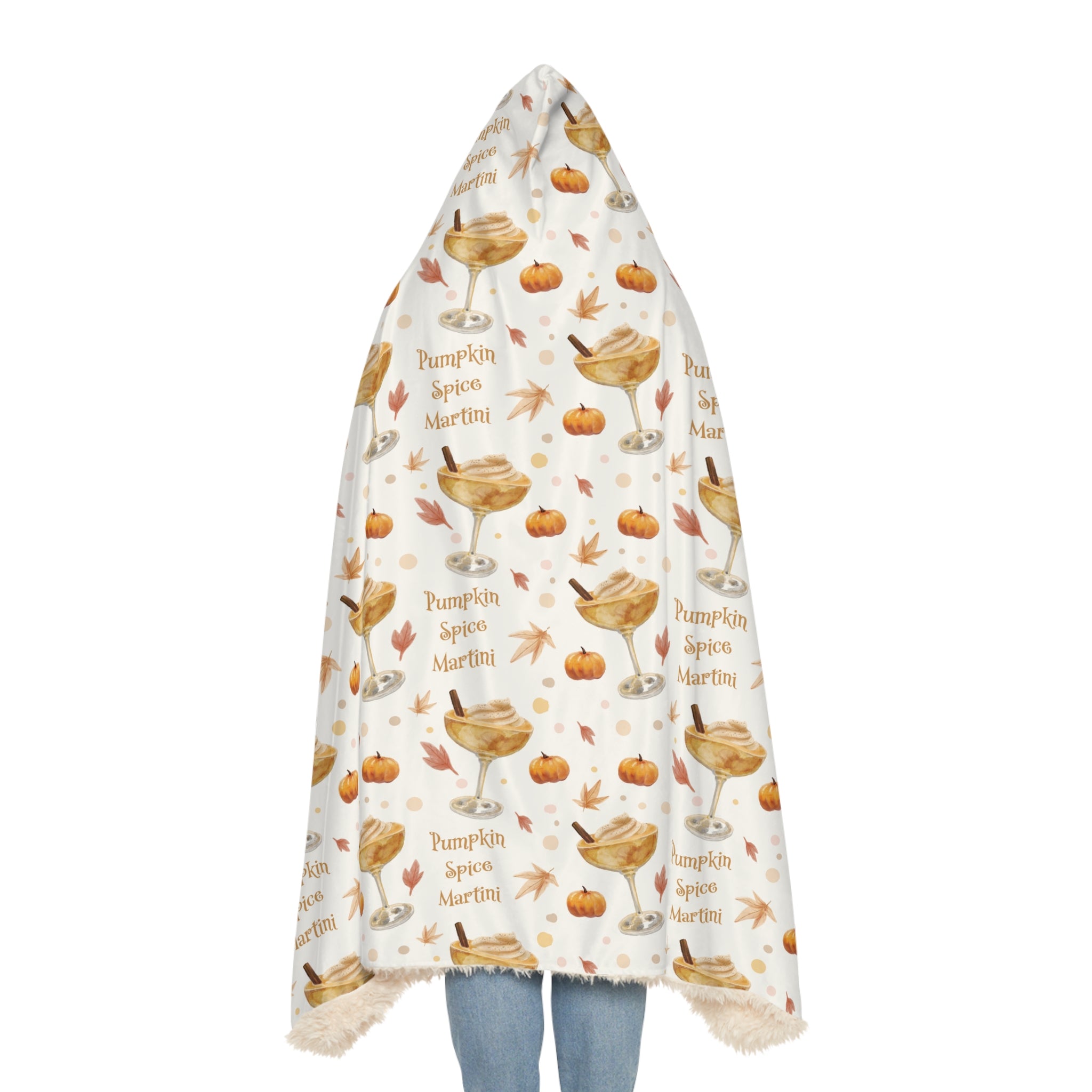 Pumpkin Spice Martini Hooded Throw Blanket — White Pumpkin Collection Inspired Design
