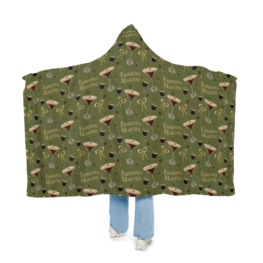 Espresso Martini Hooded Throw Blanket — Olive Green Espresso Collection Inspired Design