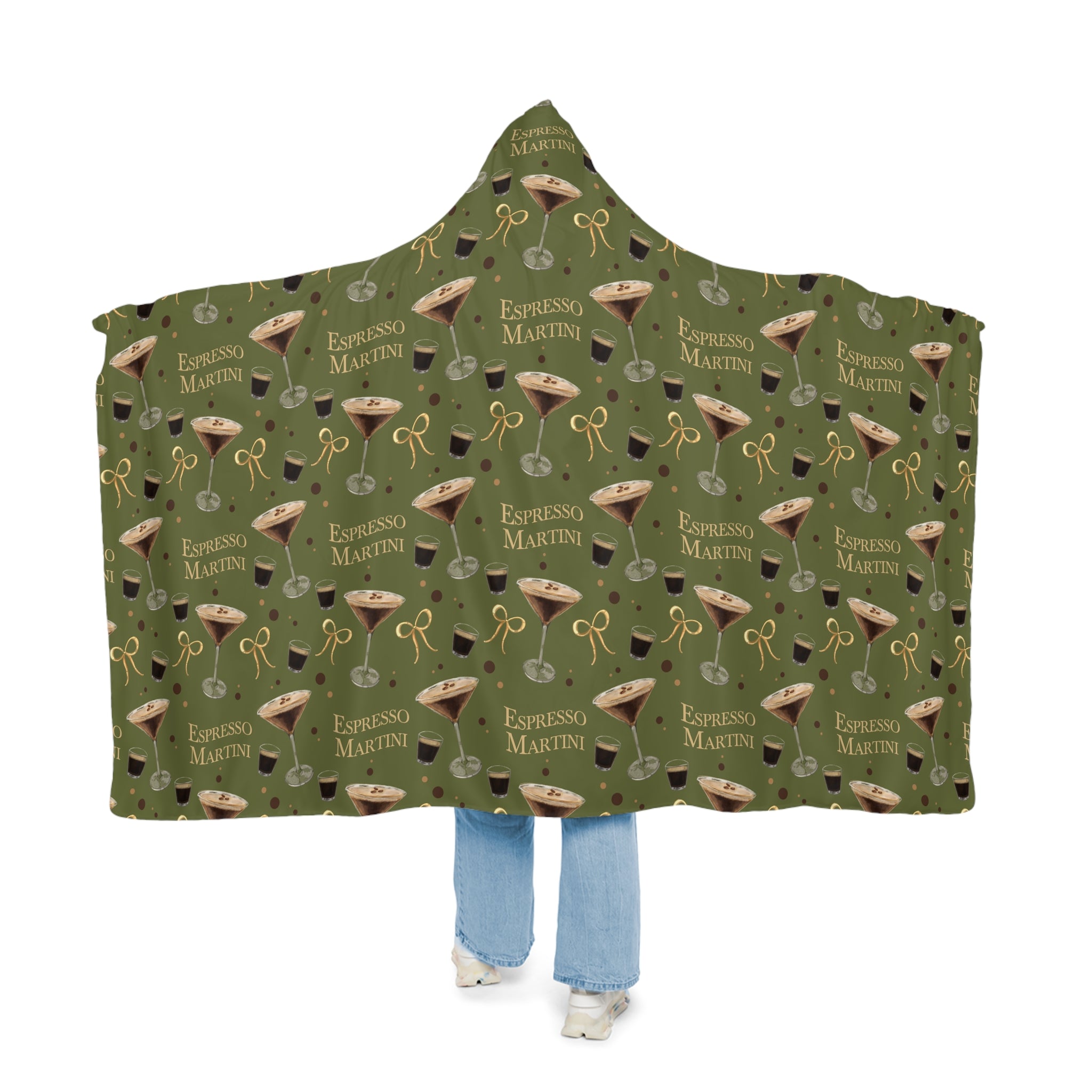 Espresso Martini Hooded Throw Blanket — Olive Green Espresso Collection Inspired Design