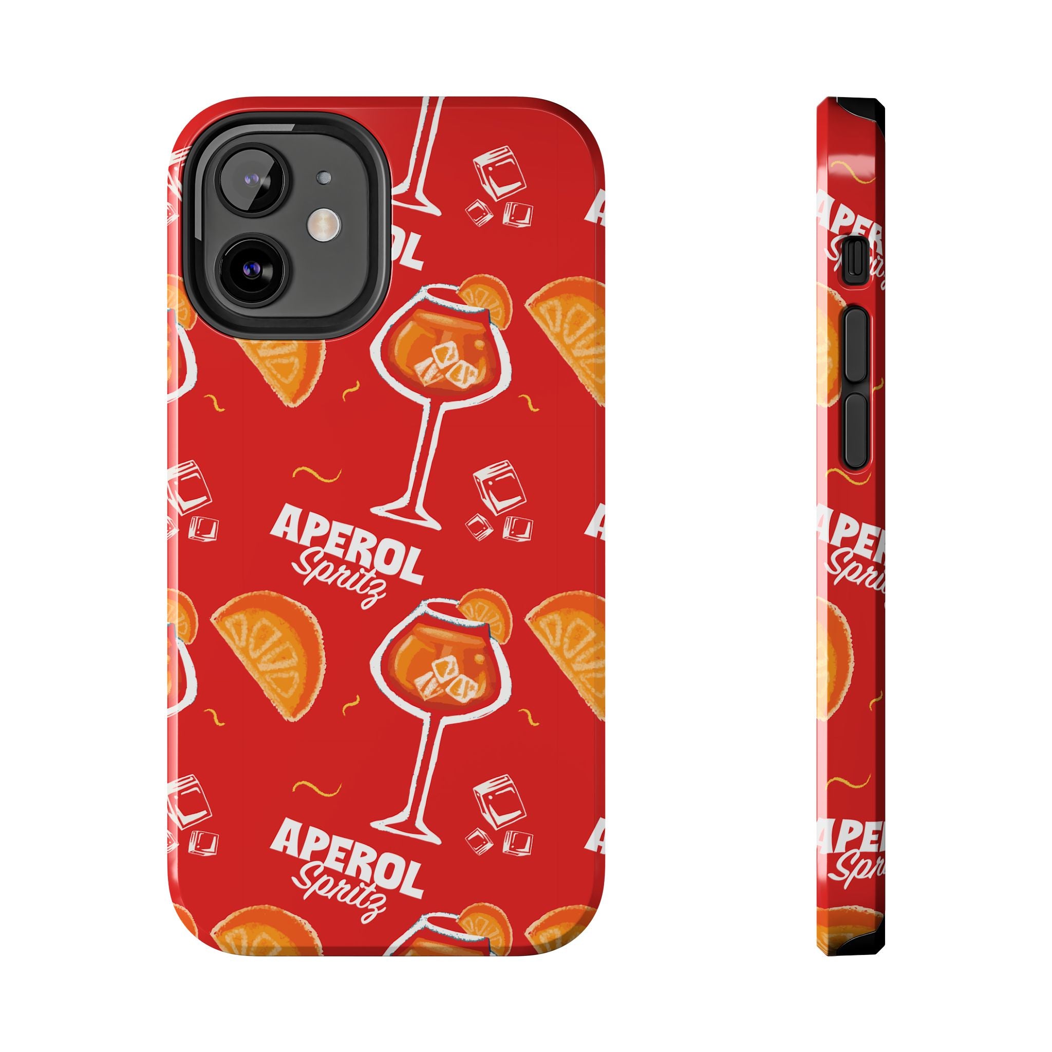 Aperol Spritz Tough Phone Case — Red Cocktail Pattern Protective Cover