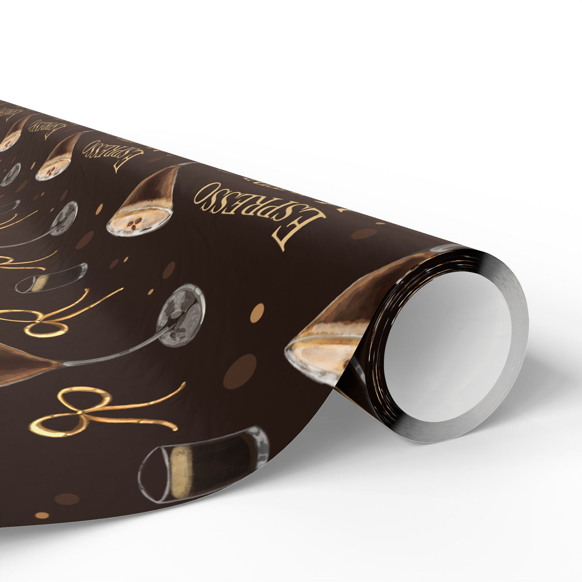 Espresso Martini Wrapping Paper Roll — Dark Brown Espresso Collection Inspired Design