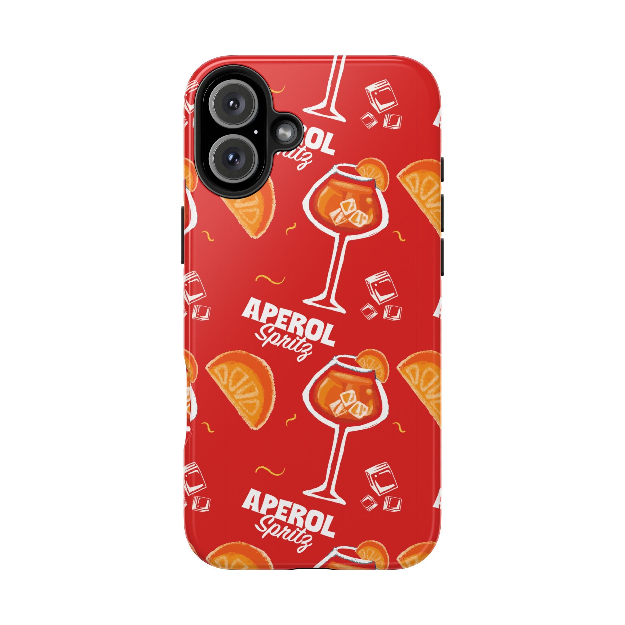 Aperol Spritz Tough Phone Case — Red Cocktail Pattern Protective Cover