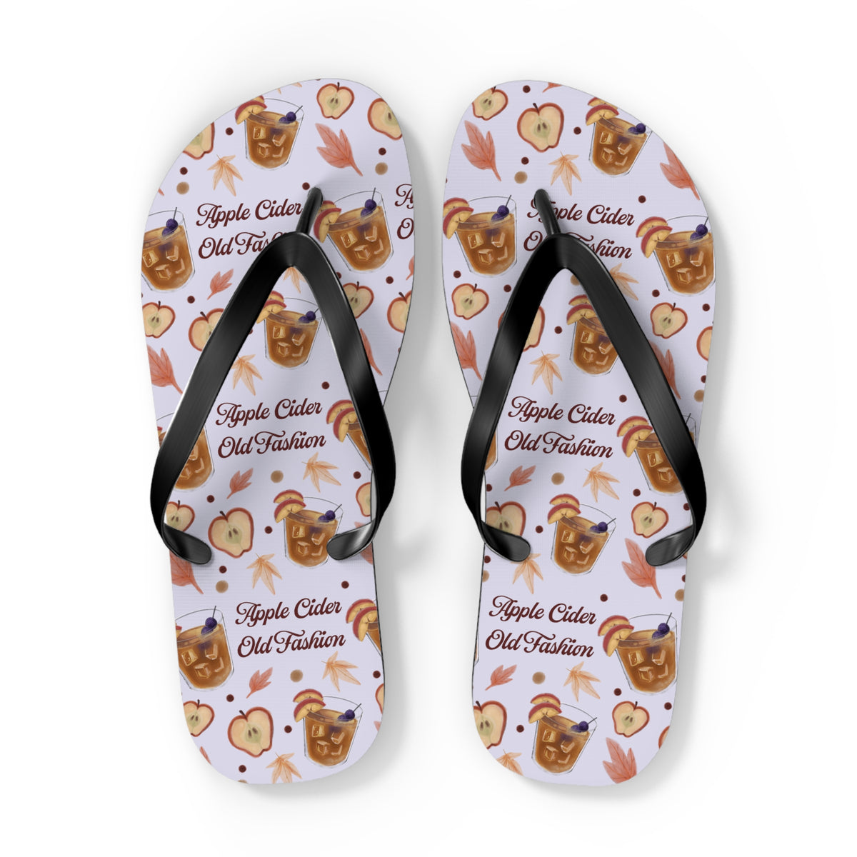 Apple Cider Old Fashioned Flip Flops — Light Violet Apple Cider Collection Inspired Design