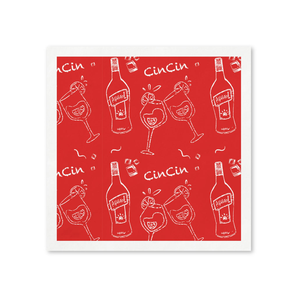 Cin Cin Cocktail Napkins (Pack of 50) – Red Aperol Party Napkins, Cocktail Beverage Napkins, Summer Entertaining Decor, Hostess Gift