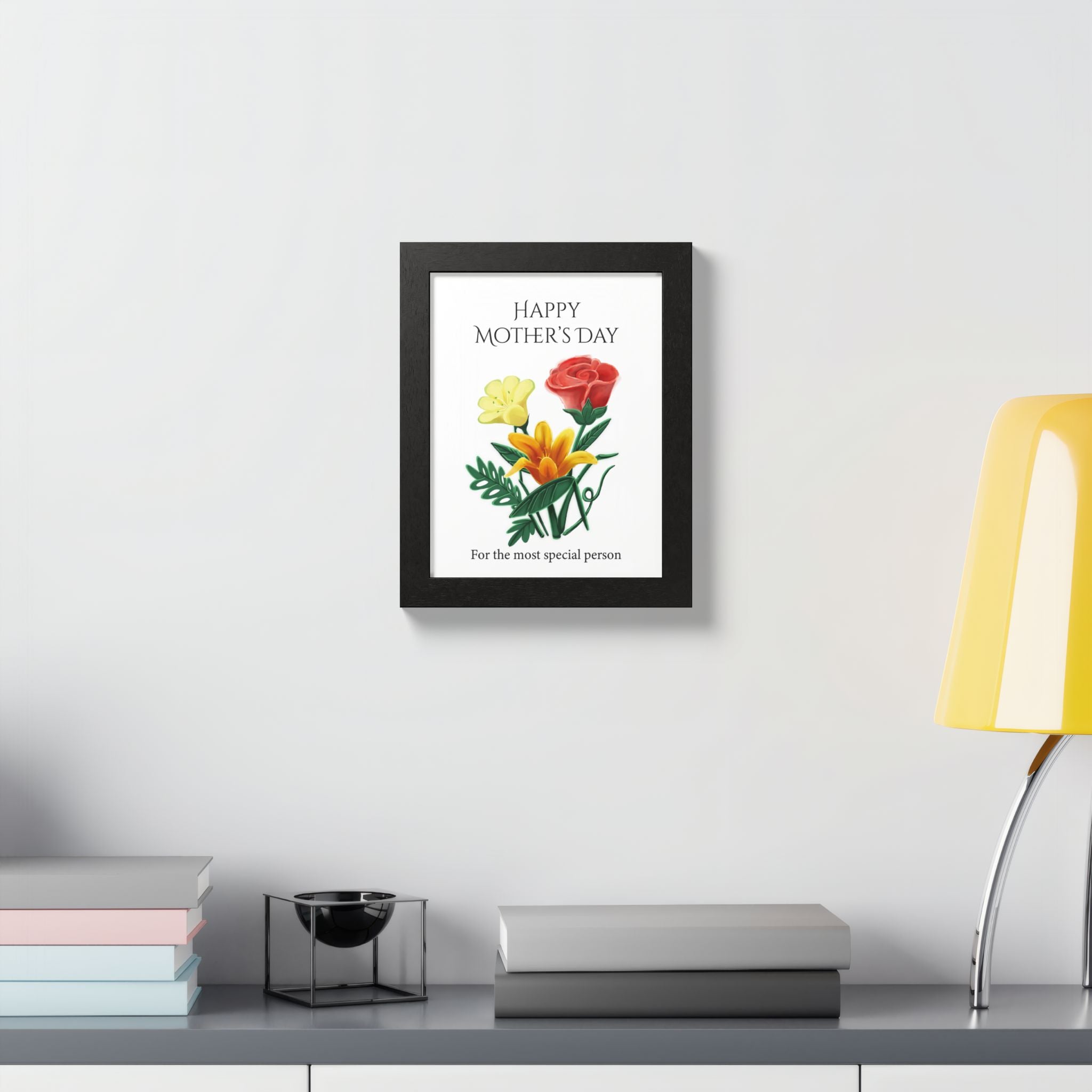 Mother’s Day Framed Floral Poster – Happy Mother’s Day Wall Art for Mom | Floral Gift Decor