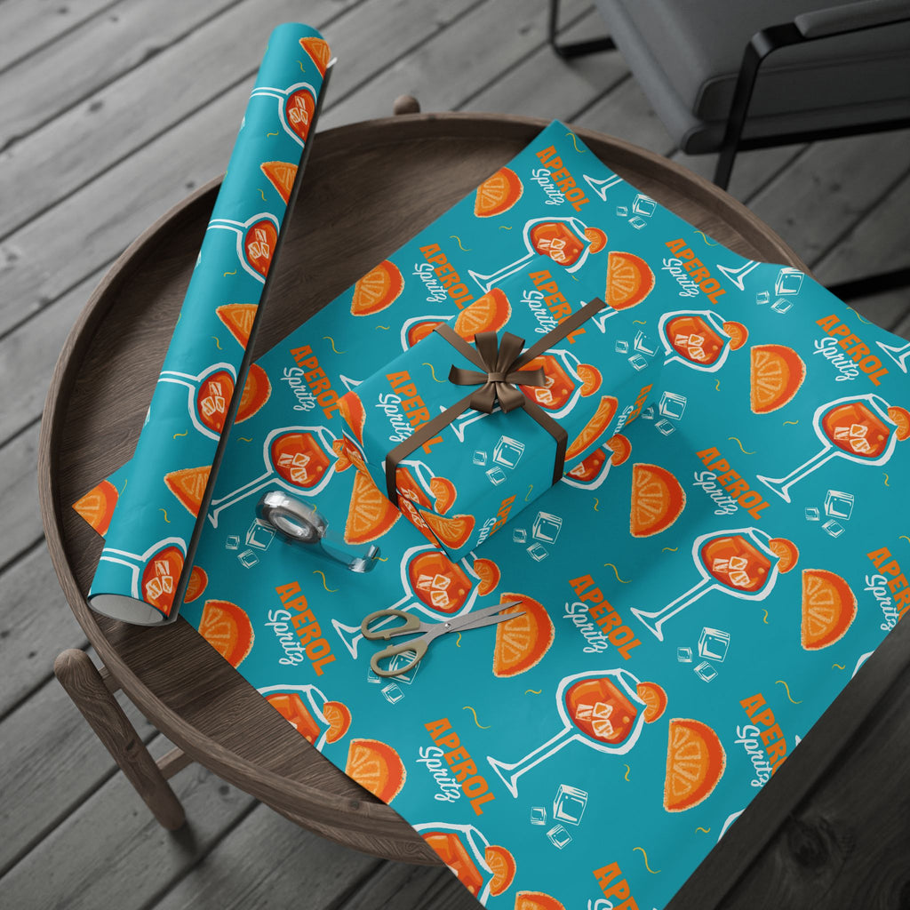 Aperol Spritz Peel Wrapping Paper Roll — Turquoise Spritz Collection Inspired Design