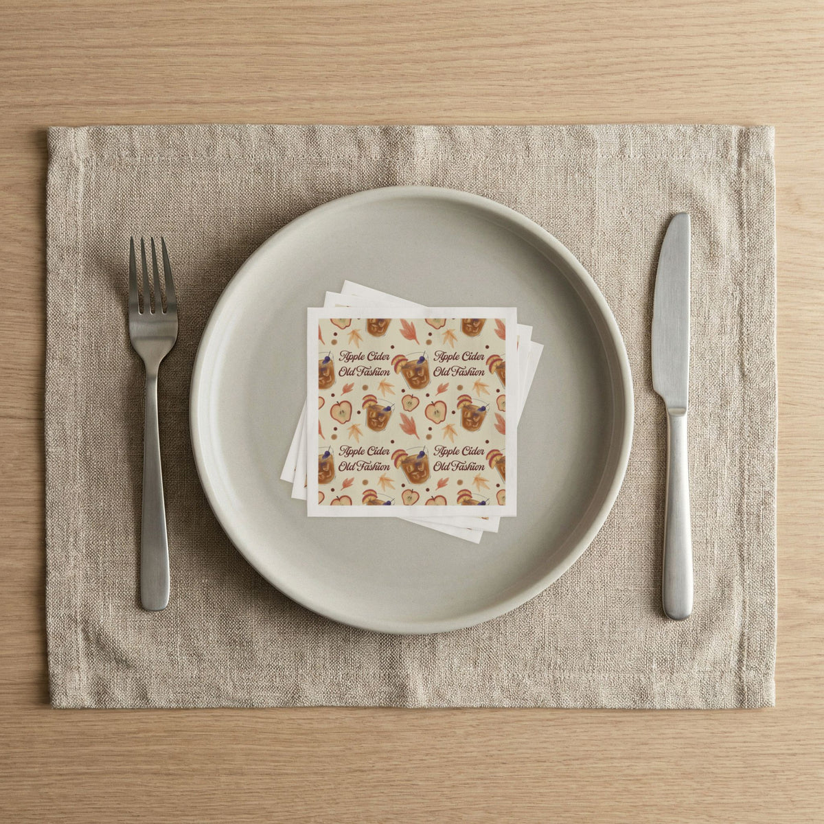 Apple Cider Old Fashioned 50pcs Napkins — Beige Apple Cider Collection Inspired Design