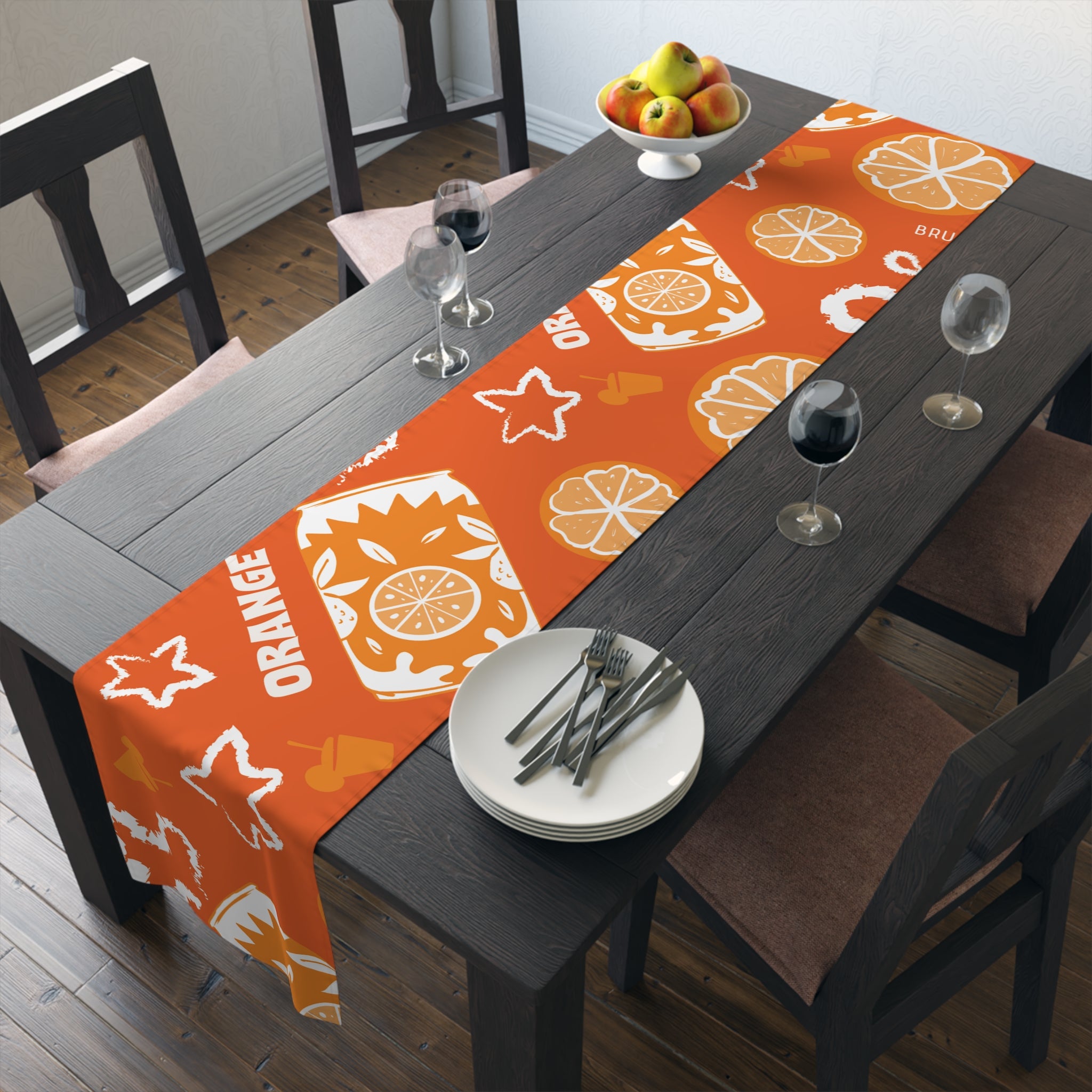 Orange Citrus Pattern Table Runner – Citrus Summer Table Decor