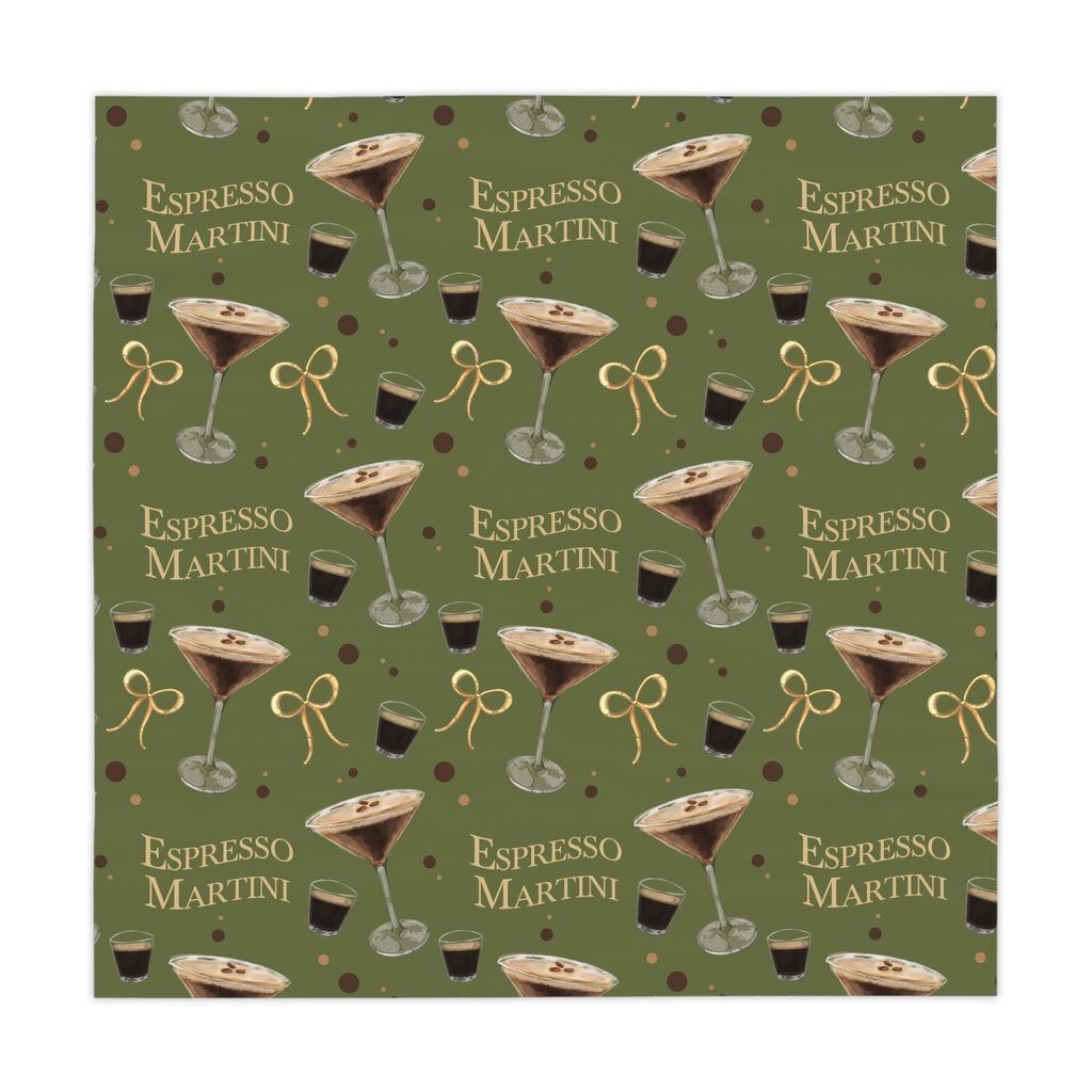Espresso Martini Tablecloth – Olive Green Espresso Collection Inspired Design
