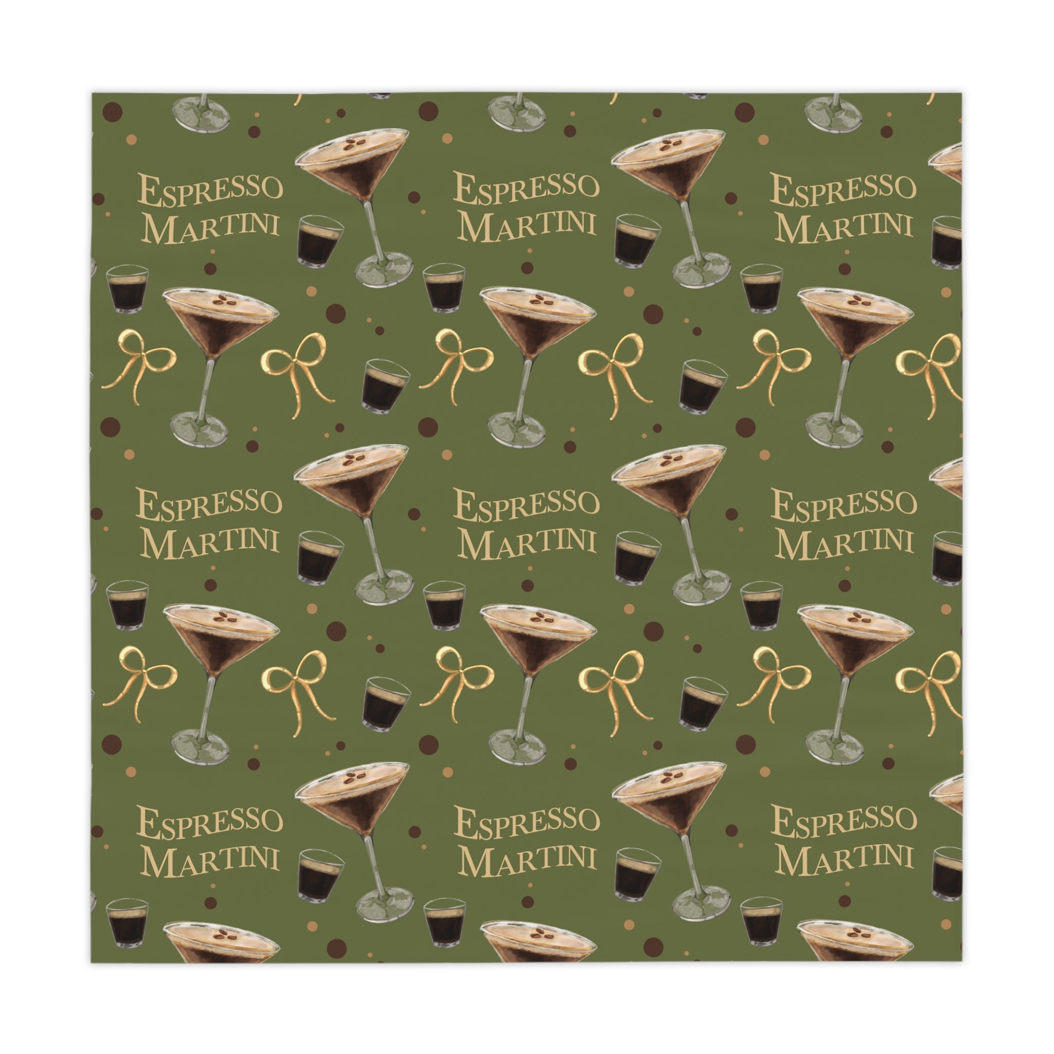 Espresso Martini Tablecloth – Olive Green Espresso Collection Inspired Design