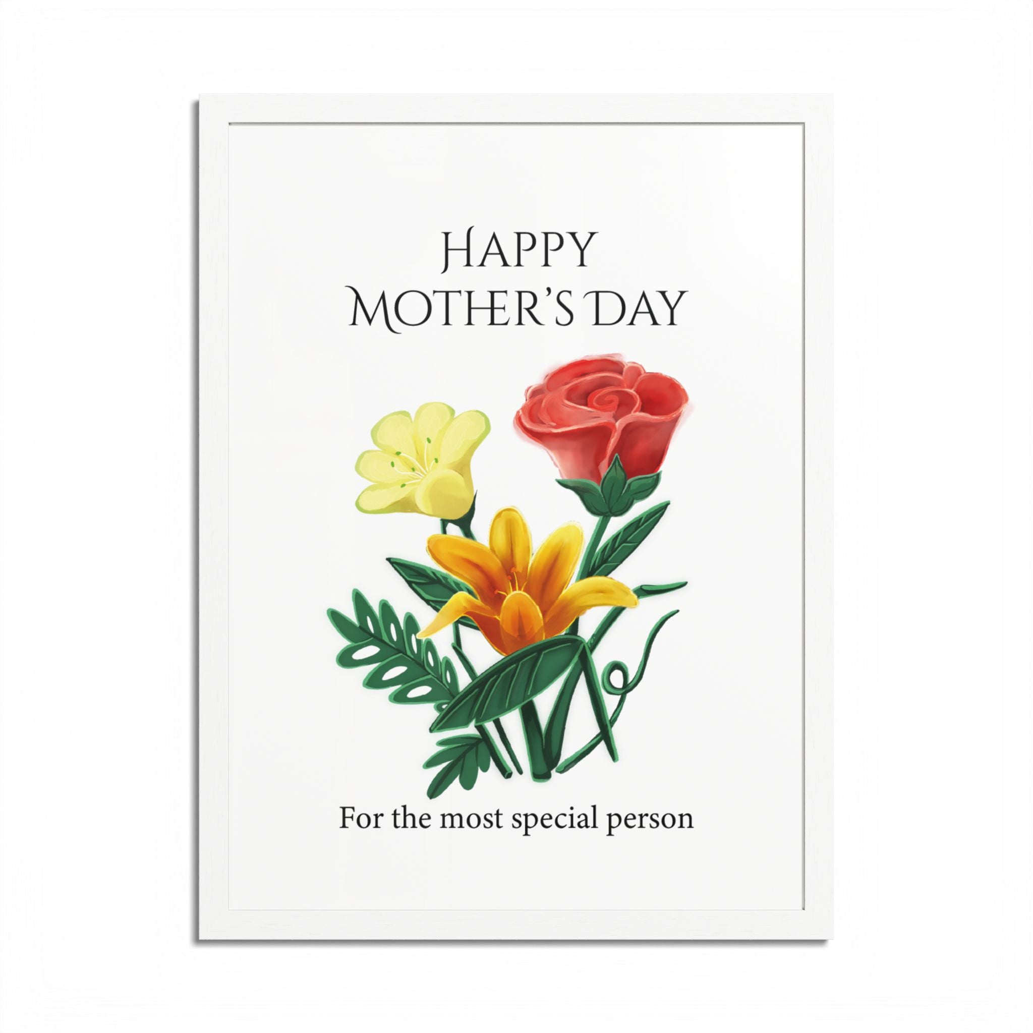 Mother’s Day Framed Floral Poster – Happy Mother’s Day Wall Art for Mom | Floral Gift Decor