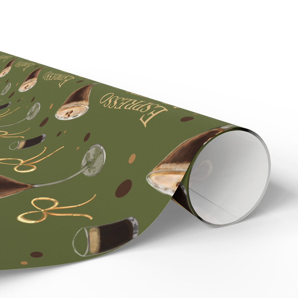Espresso Martini Wrapping Paper Roll — Olive Green Espresso Collection Inspired Design