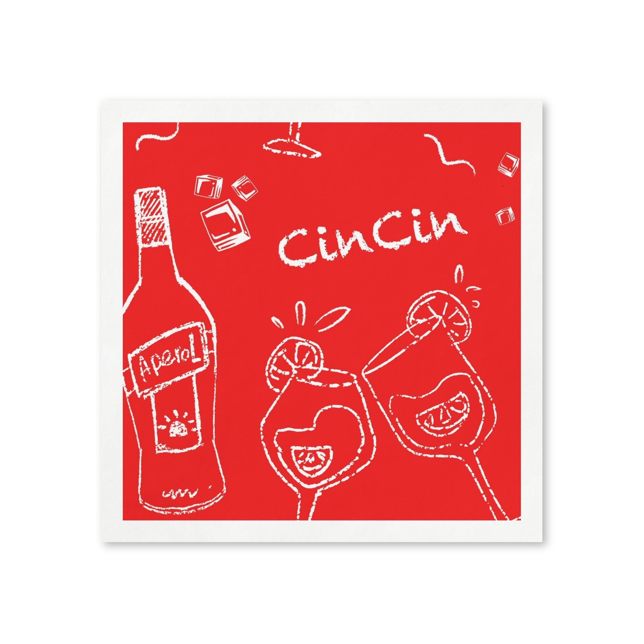 Cin Cin Aperol Cocktail Napkins (Pack of 50) – Red Paper Napkins, Cocktail Party Decor, Beverage Napkins, Hostess Gift