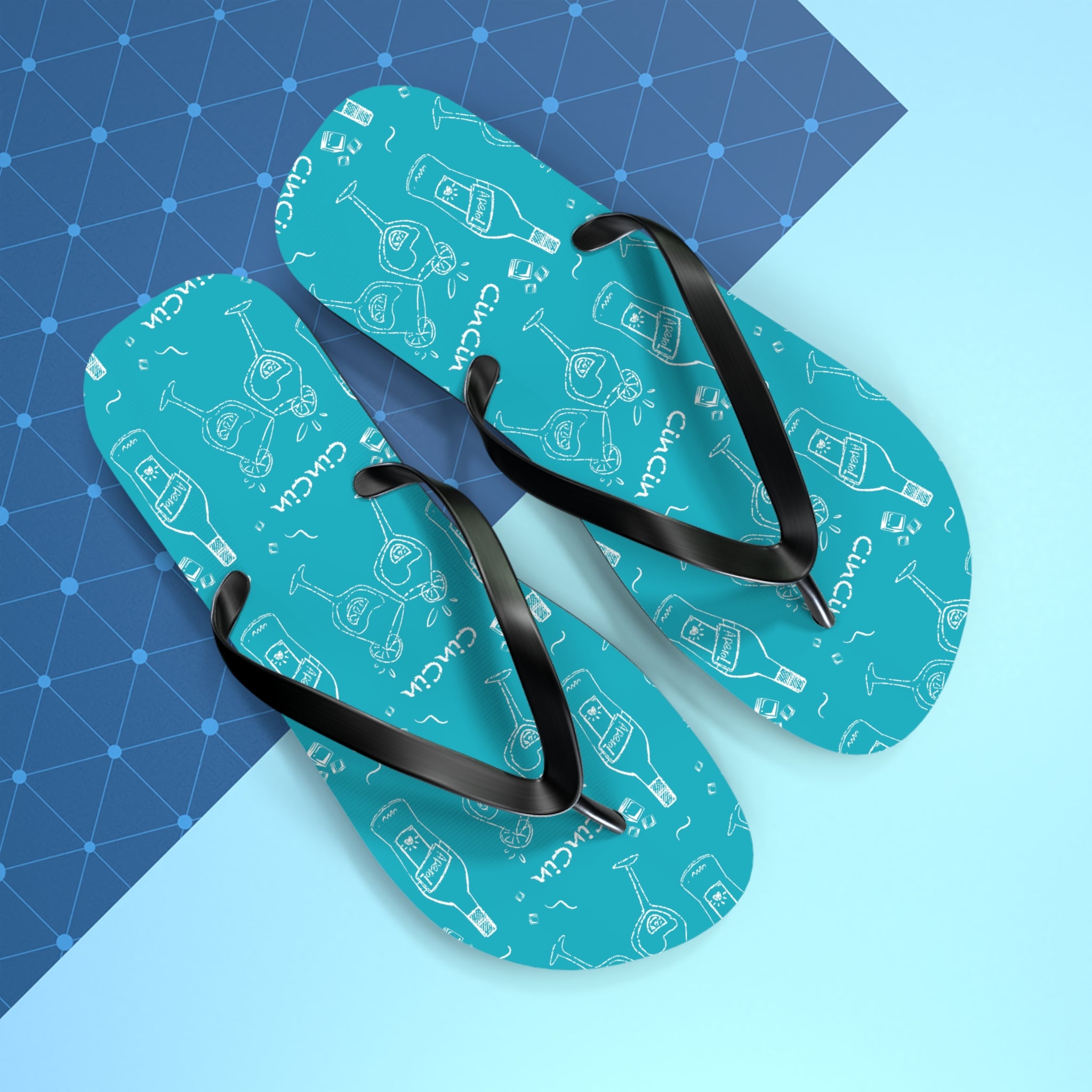 CinCin Turquoise Flip Flops – Turquoise Cin Cin Brunch Collection Inspired Design