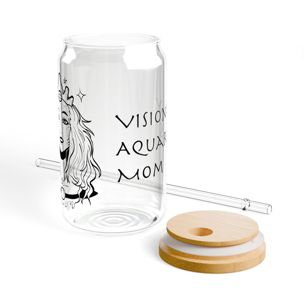 Aquarius Mom Gift – Zodiac 16oz Glass Cup for Mom | Astrology Sipper Glass