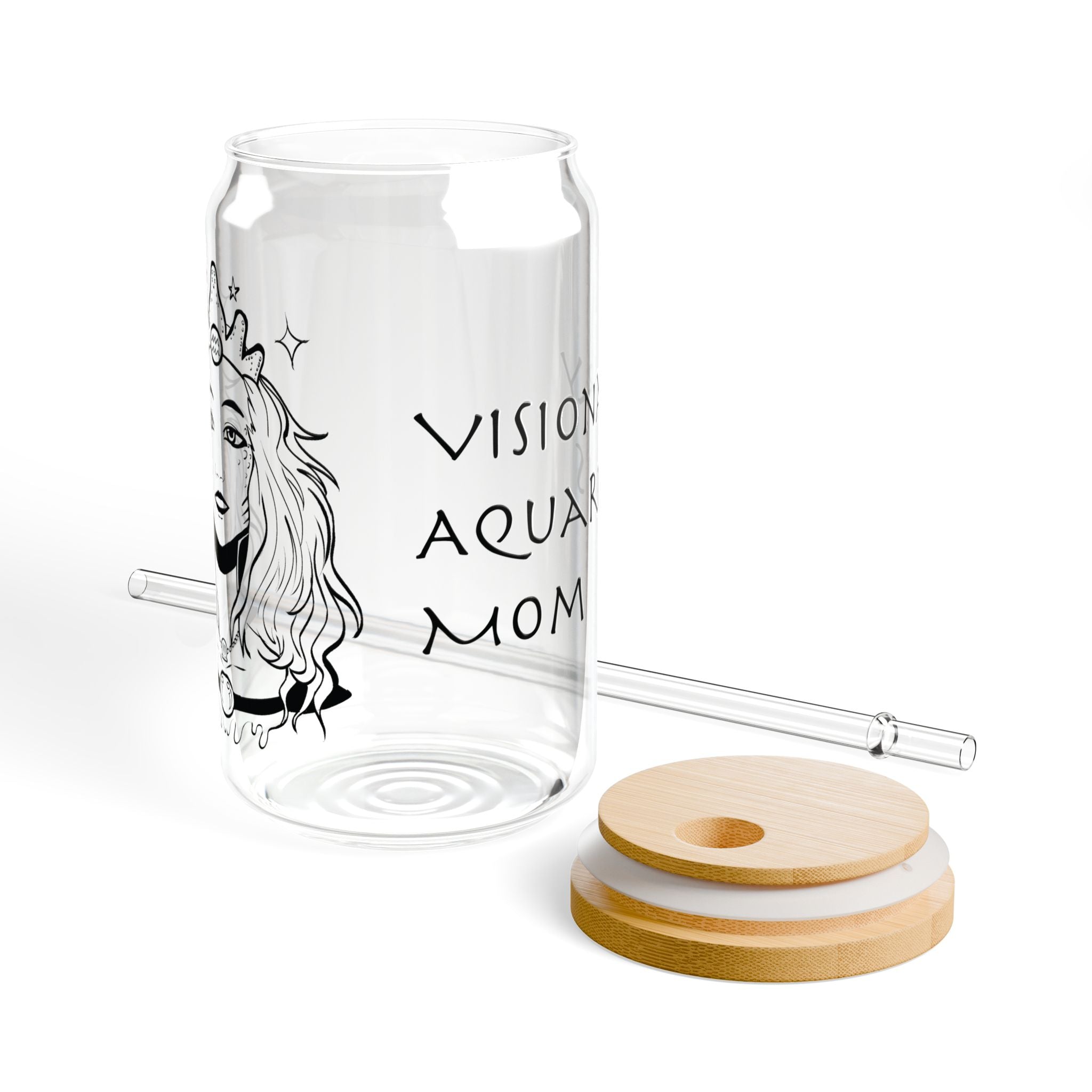 Aquarius Mom Gift – Zodiac 16oz Glass Cup for Mom | Astrology Sipper Glass