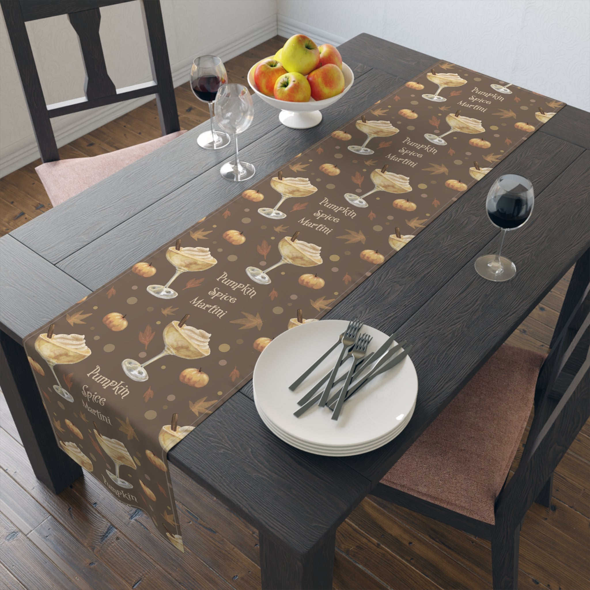 Pumpkin Spice Martini Table Runner — Brown Pumpkin Collection Inspired Design