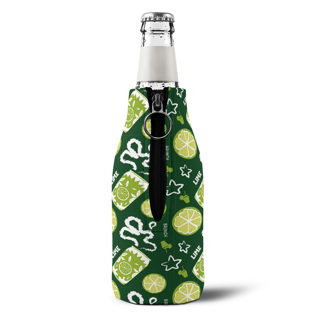 Lime Fruit Brunch Zip-Up Bottle Cooler Sleeve — Lime Brunch Collection Inspired Design