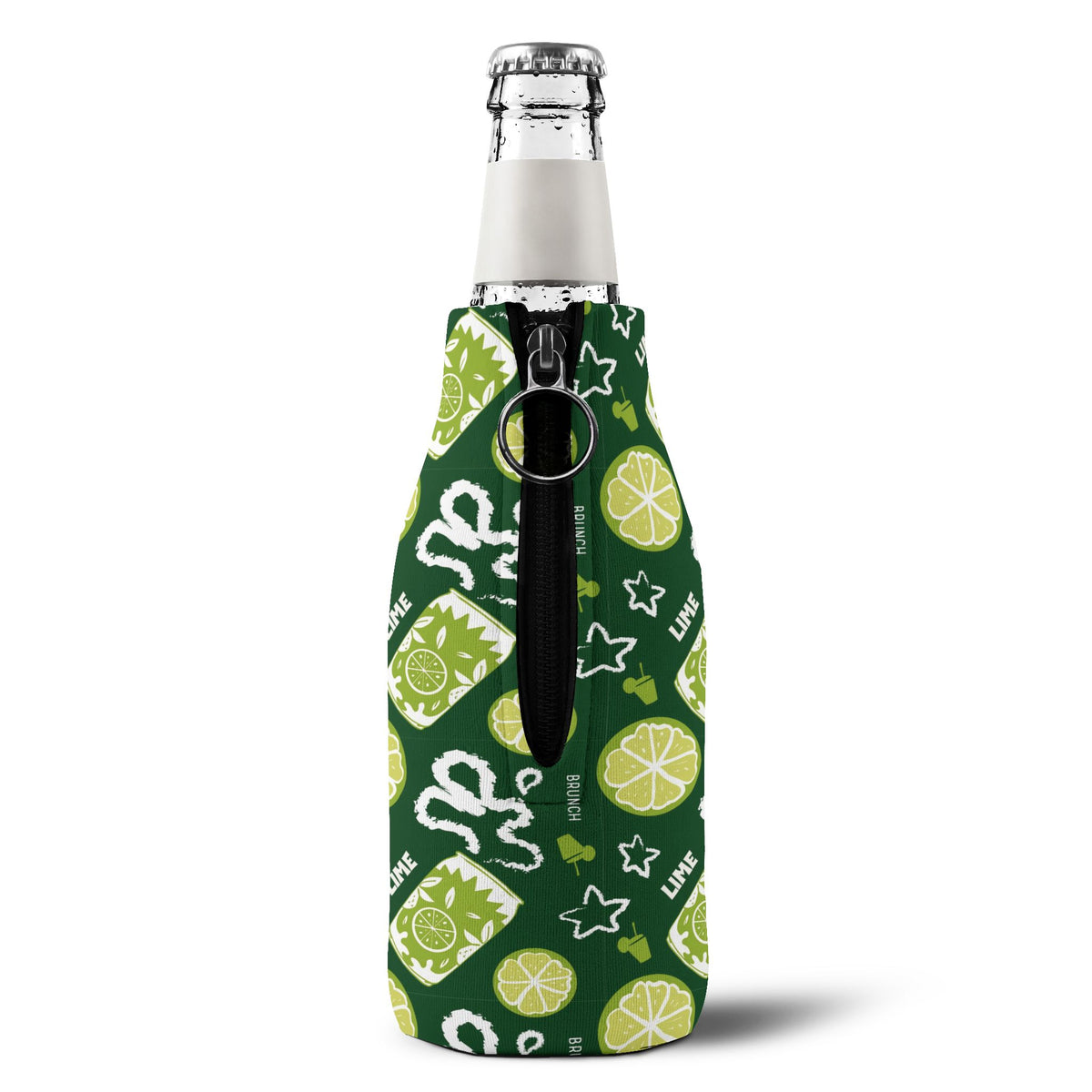 Lime Fruit Brunch Zip-Up Bottle Cooler Sleeve — Lime Brunch Collection Inspired Design