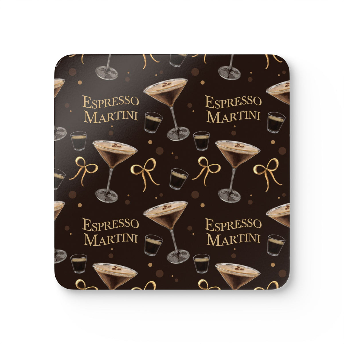Espresso Martini Cork Coaster Set of 4 — Dark Brown Espresso Collection Inspired Design