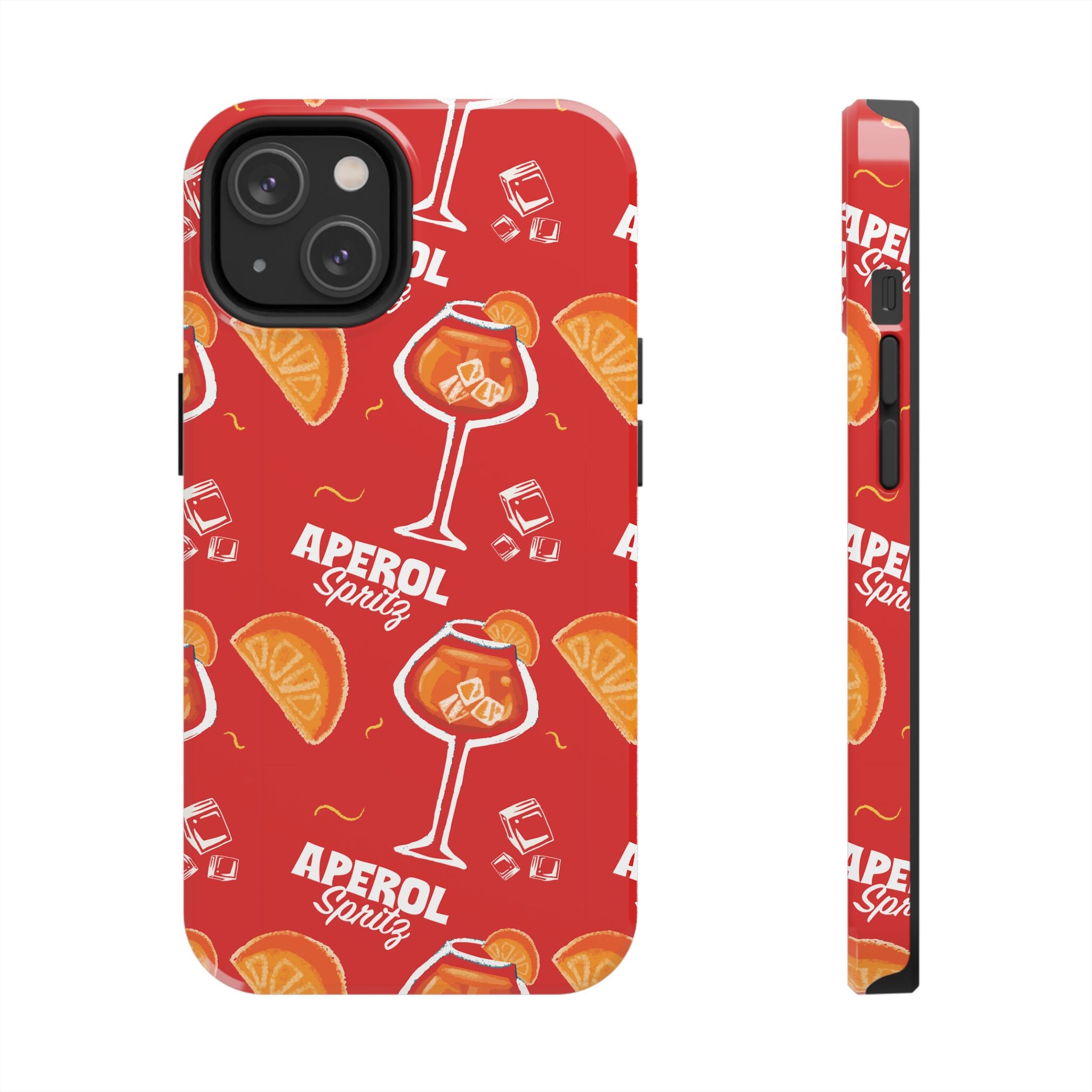 Aperol Spritz Tough Phone Case — Red Cocktail Pattern Protective Cover