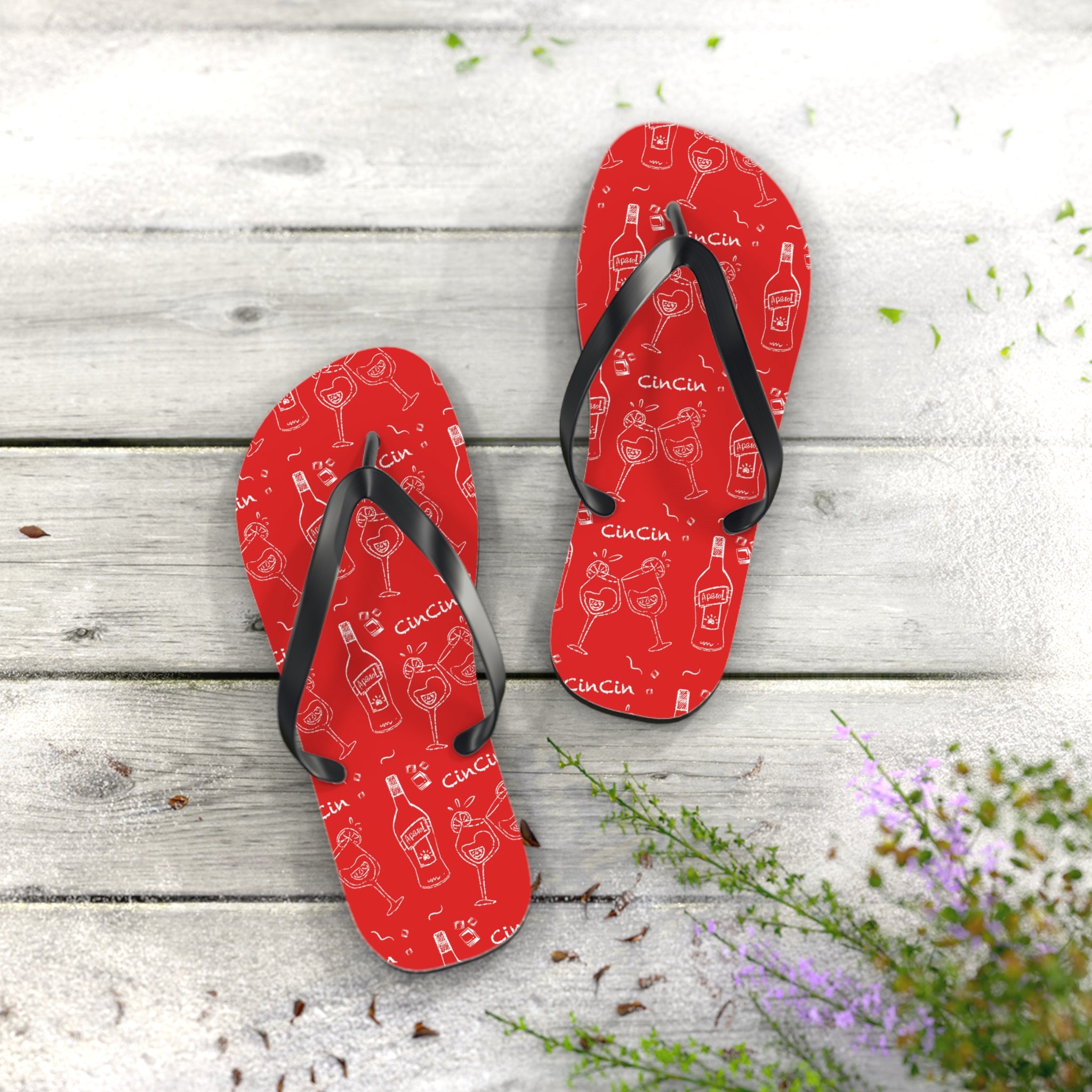 CinCin Red Collection Flip Flops – Red Aperol Inspired Design