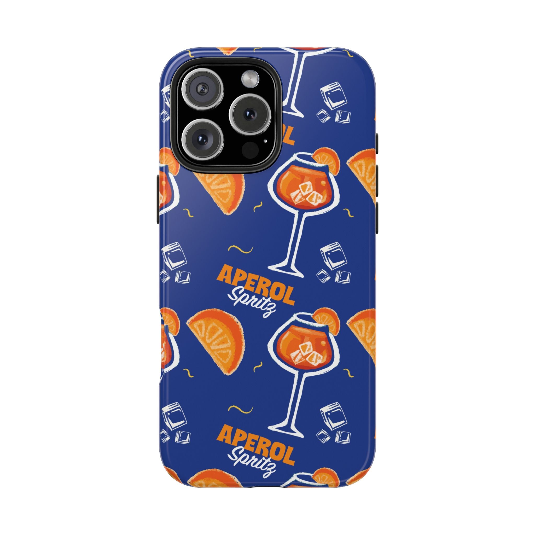 Aperol Spritz Tough Phone Case — Blue Cocktail Pattern Protective Cover
