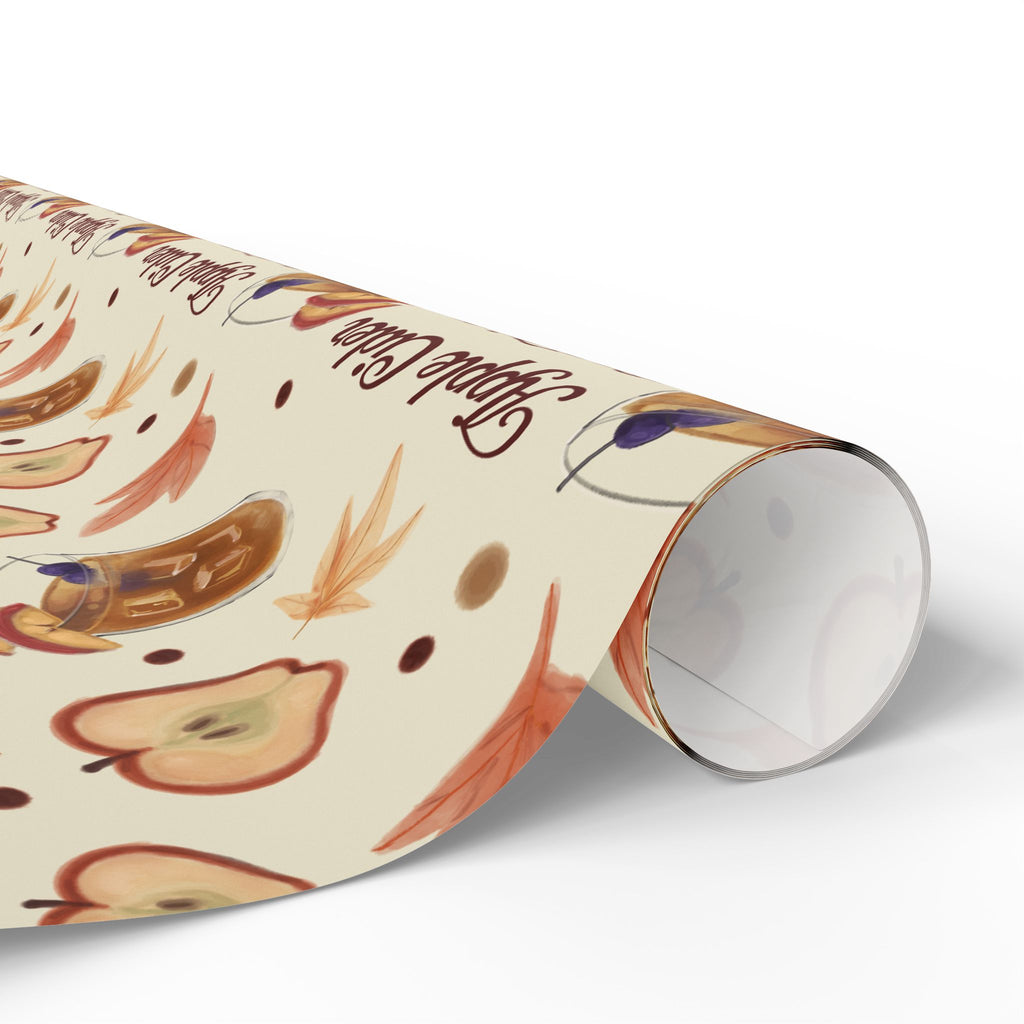 Apple Cider Old Fashioned Wrapping Paper Roll — Beige Apple Cider Collection Inspired Design