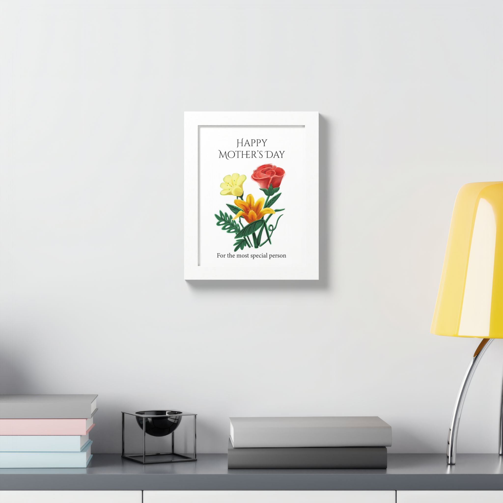 Mother’s Day Framed Floral Poster – Happy Mother’s Day Wall Art for Mom | Floral Gift Decor