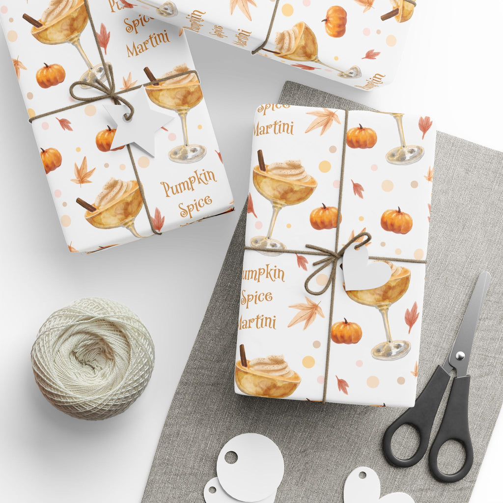 Pumpkin Spice Martini Wrapping Paper Roll – White Pumpkin Collection Inspired Design