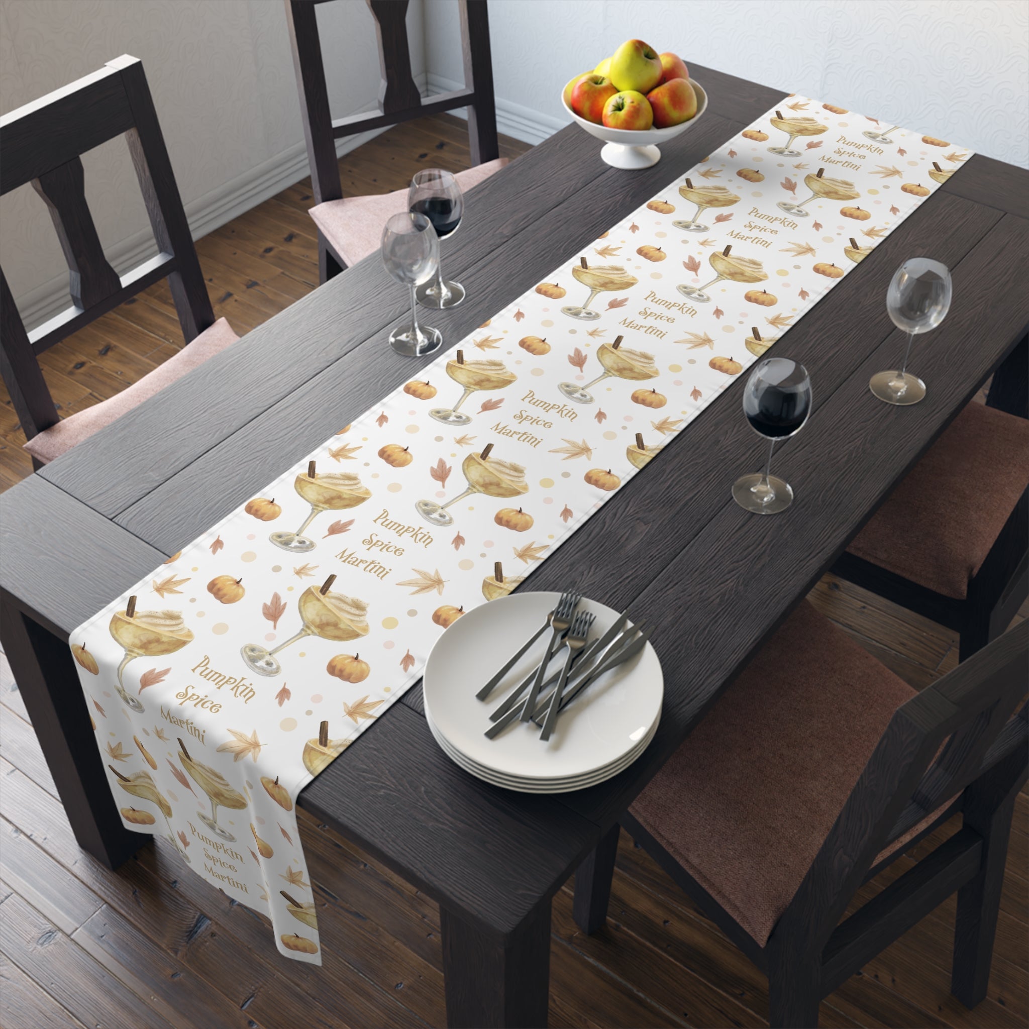 Pumpkin Spice Martini Table Runner — White Pumpkin Collection Inspired Design