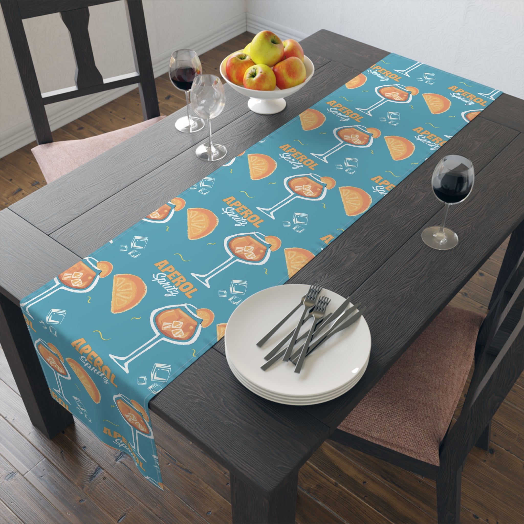 Aperol Spritz Table Runner – Turquoise Cocktail Party Decor