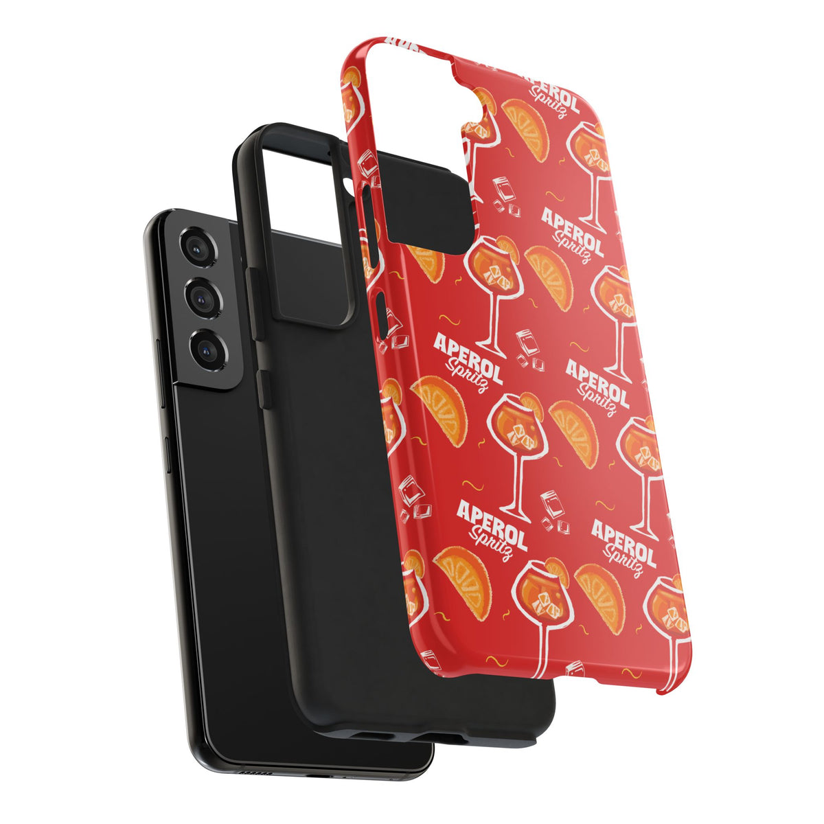 Aperol Spritz Tough Phone Case — Red Cocktail Pattern Protective Cover