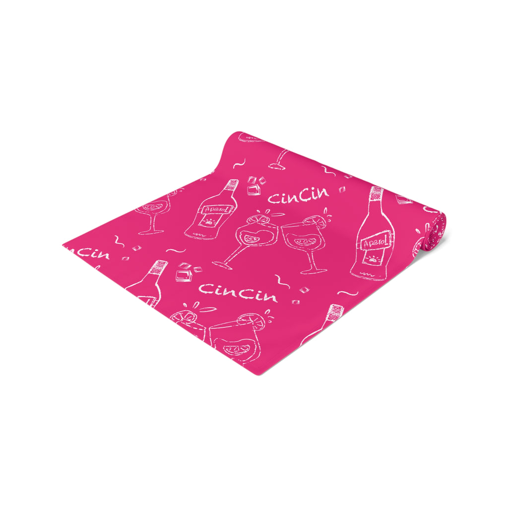 Cin Cin Spritz Table Runner — Magenta Citrus Cocktail Pattern