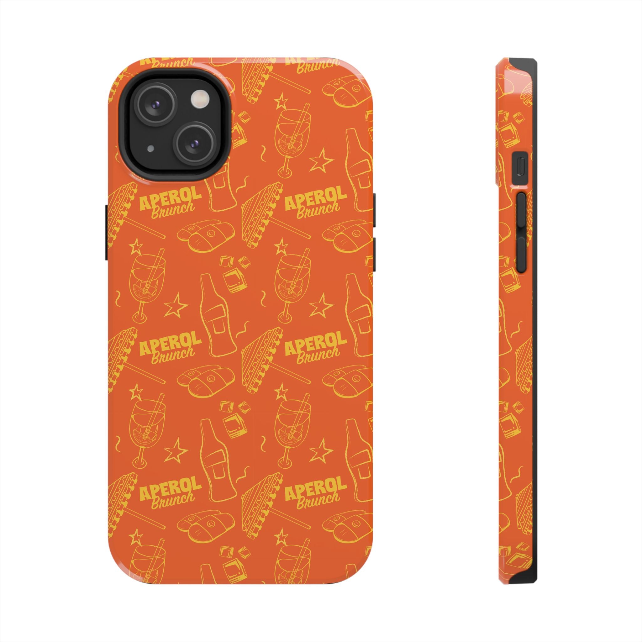 Aperol Spritz Tough Phone Case — Bright Orange Cocktail Pattern, Summer Barware Design