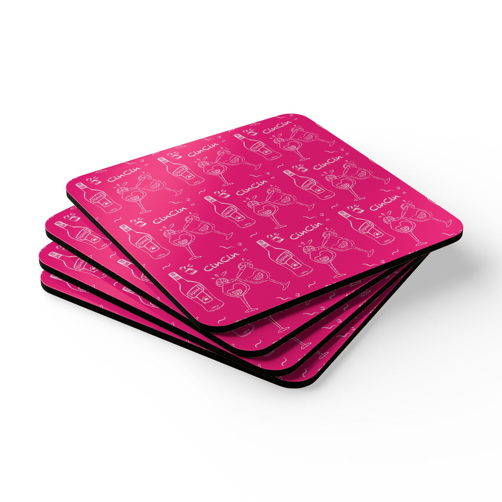 Cin Cin Corkwood Coaster Set (4-Pack) – Pink Cin Cin Collection Inspired Design