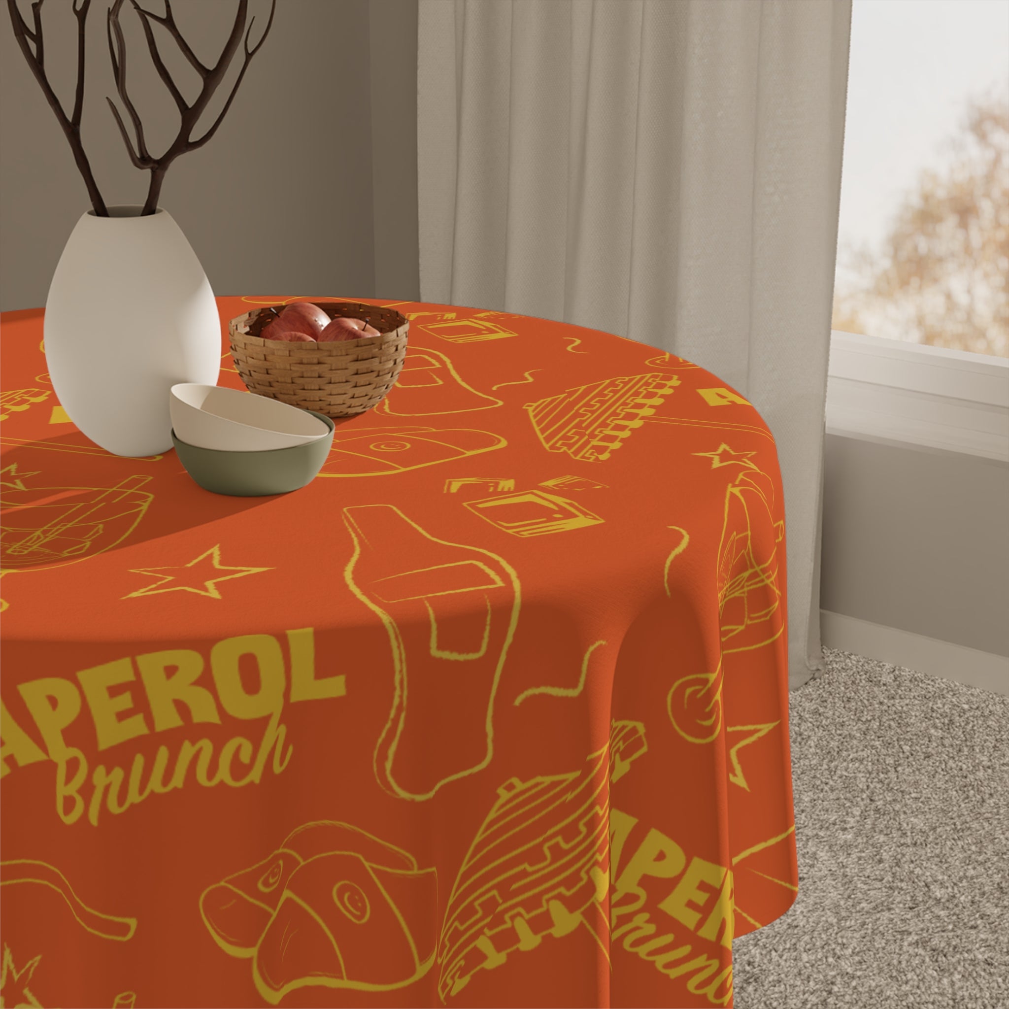 Aperol Brunch Tablecloth - Orange and Yellow Brunch Collection Inspired Design