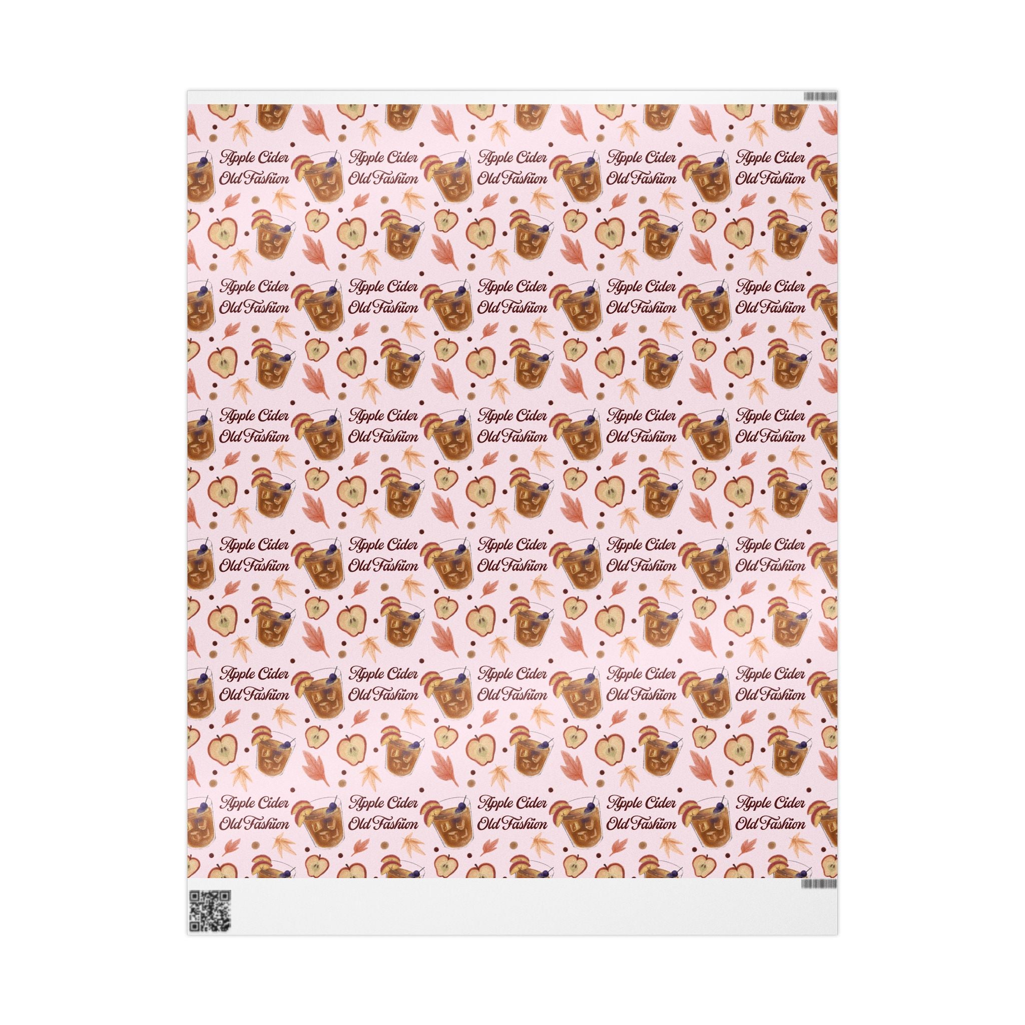 Apple Cider Old Fashioned Wrapping Paper Roll — Light Pink Apple Cider Collection Inspired Design