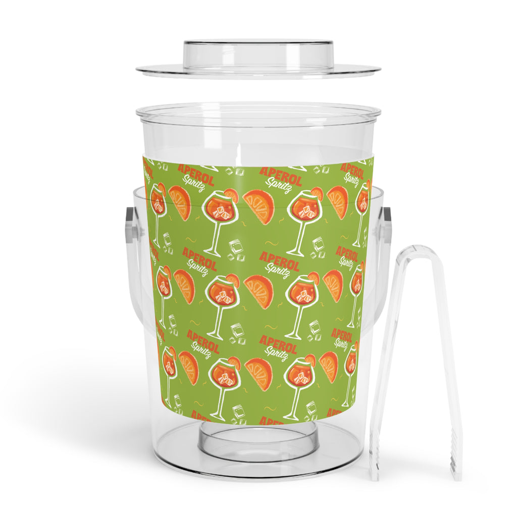 Aperol Spritz Ice Bucket with Tongs — Green Spritz Collection Inspired Design